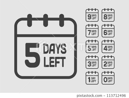 Countdown daily page calendar icon - 5 days left Countdown daily page calendar icon - 5 days left 113712496