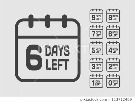Countdown daily page calendar icon - 6 days left Countdown daily page calendar icon - 6 days left 113712499