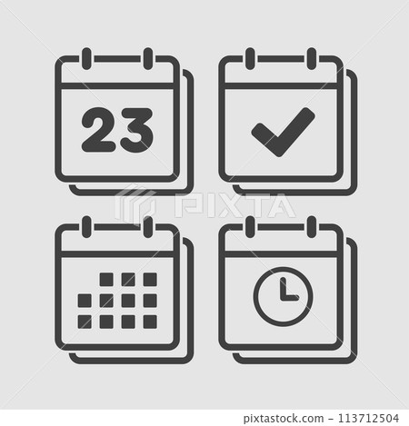 Icon calendar number 23, agenda app, timer, done Icon calendar number 23, agenda app, timer, done 113712504