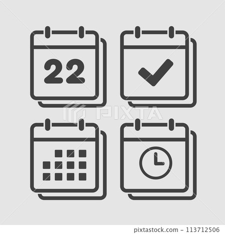 Icon calendar number 22, agenda app, timer, done 113712506