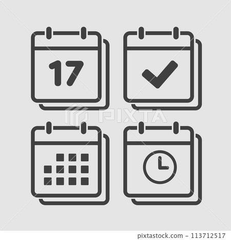 Icon calendar number 17, agenda app, timer, done 113712517