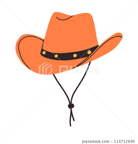 Cowboy hat isolated on white background. Vector sheriff hat. Hand drawn style. 113712840
