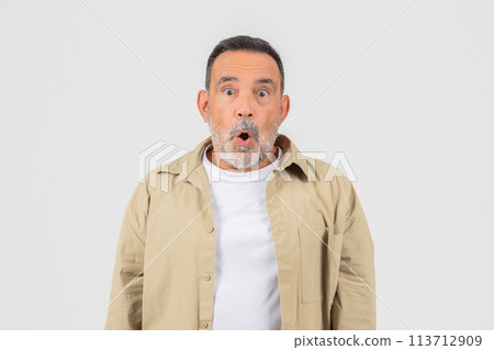 Surprised middle aged man with wide eyes Surprised middle aged man with wide eyes 113712909