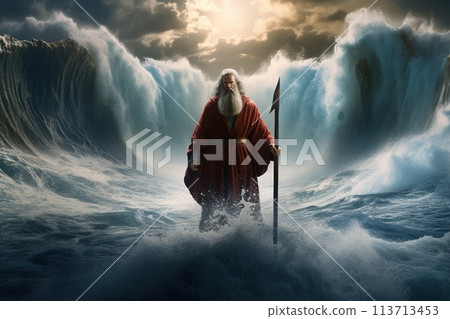 Religious biblical concept, the story of Moses parting the sea, flight from Pharaoh, the Jews, belief in God and Jesus Christ , the liberation of the Jews from Egyptian captivity, the miracle . Religious biblical concept, the story of Moses parting the sea, flight from Pharaoh, the Jews, belief in God and Jesus Christ , the liberation of the Jews from Egyptian captivity, the miracle . 113713453