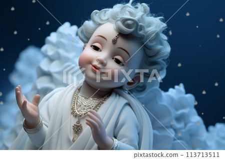 Krishna janmashtami, yearly Hindu festival that celebrates the birth of Krishna, the eighth incarnation of Vishnu, supreme God, of the Vaishnava tradition of Hinduism, Religious cultural. 113713511