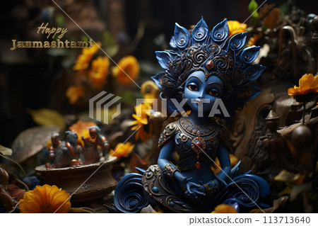 Krishna janmashtami, yearly Hindu festival that celebrates the birth of Krishna, the eighth incarnation of Vishnu, supreme God, of the Vaishnava tradition of Hinduism, Religious cultural. Krishna janmashtami, yearly Hindu festival that celebrates the birth of Krishna, the eighth incarnation of Vishnu, supreme God, of the Vaishnava tradition of Hinduism, Religious cultural. 113713640