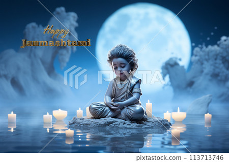 Krishna janmashtami, yearly Hindu festival that celebrates the birth of Krishna, the eighth incarnation of Vishnu, supreme God, of the Vaishnava tradition of Hinduism, Religious cultural. Krishna janmashtami, yearly Hindu festival that celebrates the birth of Krishna, the eighth incarnation of Vishnu, supreme God, of the Vaishnava tradition of Hinduism, Religious cultural. 113713746