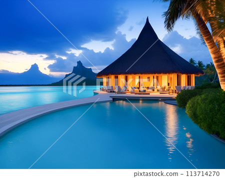 umbrella and chair around swimming pool umbrella and chair around swimming pool 113714270