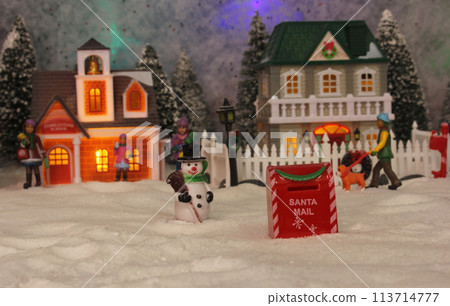 Winter Christmas Village With Snow and Lights Winter Christmas Village With Snow and Lights 113714777