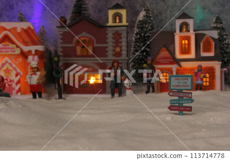 Winter Christmas Village With Snow and Lights Winter Christmas Village With Snow and Lights 113714778