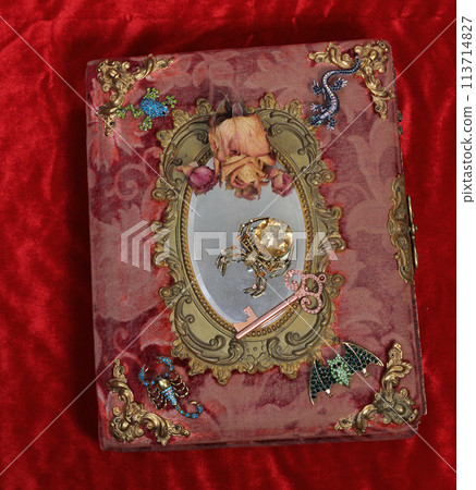 Antique Victorian Era Book With Colorful Gemstones added. Antique Victorian Era Book With Colorful Gemstones added. 113714827