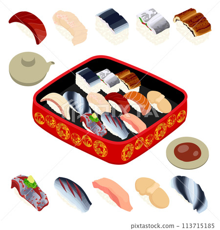 Delicious sushi ~Autumn~ (sardines, small, mackerel, scallops, new fins, flatfish, swordfish, cutlassfish, eel) 113715185