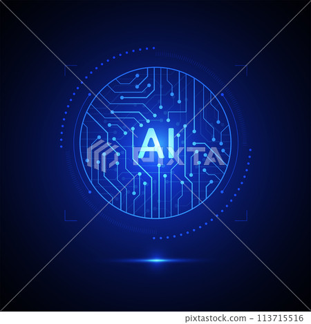 Artificial intelligence circuit line style. Machine learning design. Smart network digital technology. AI. Vector illustration Artificial intelligence circuit line style. Machine learning design. Smart network digital technology. AI. Vector illustration 113715516