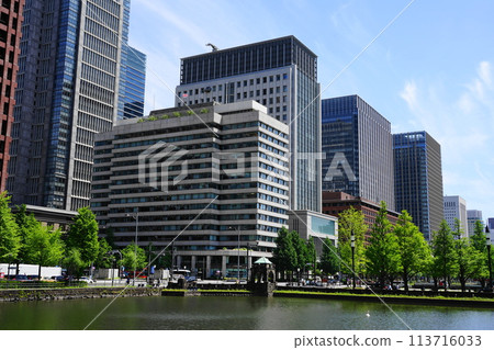 The intersection with Gyoko-dori Street seen from Uchibori-dori Street in May. The NYK Building at 1111 Chiyoda and Gyoko-dori Street. 113716033