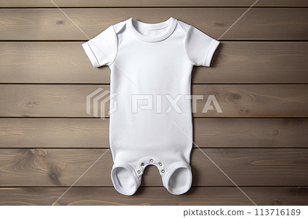 Children's bodysuit. Mockup. Clothes for newborns. 113716189