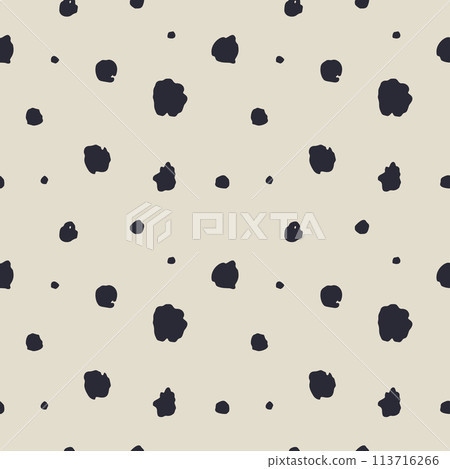 Monochrome blue and beige seamless pattern with doodle dots. Monochrome blue and beige seamless pattern with doodle dots. 113716266