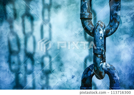 Rusty iron chain representing slavery 113716300