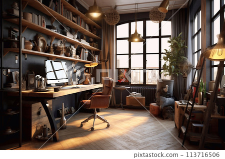 Student workplace. Student's room. Home office. 113716506