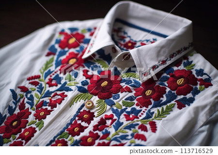 Traditional Ukrainian embroidery. Embroidered Shirt. 113716529