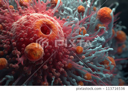 Staphylococcus bacteria under a microscope. 113716536