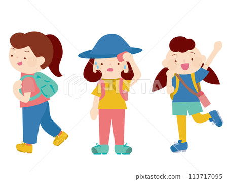 背著背包享受戶外活動的女性插畫 背著背包享受戶外活動的女性插畫 113717095