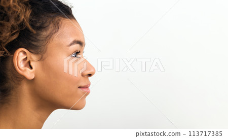 Woman profile portrait with perfect fresh clean skin Woman profile portrait with perfect fresh clean skin 113717385