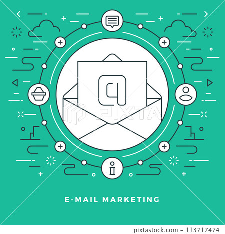 Flat line E-mail Marketing Concept Vector illustration. Flat line E-mail Marketing Concept Vector illustration. 113717474