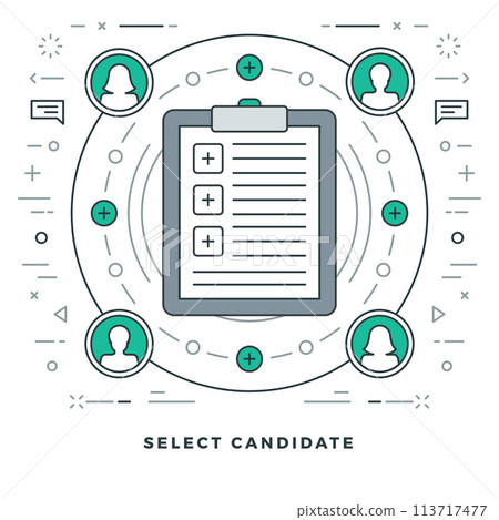 Flat line Select Candidate or Employee Search Vector illustration. Flat line Select Candidate or Employee Search Vector illustration. 113717477