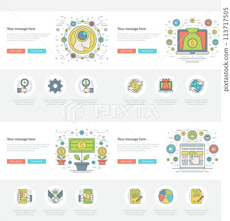 Flat line Business Concepts Set Vector illustrations. 113717505