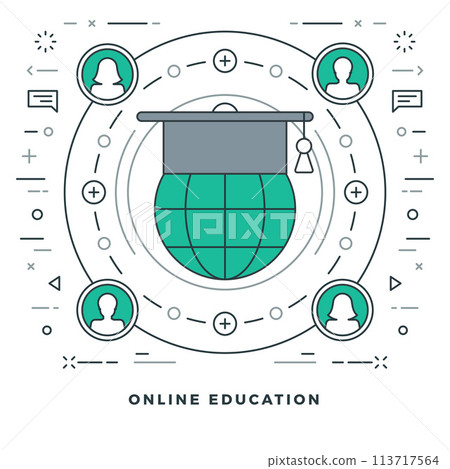 Flat line Vector illustration. Modern thin linear stroke icons. Flat line Vector illustration. Modern thin linear stroke icons. 113717564