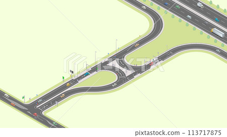Isometric image of a smart interchange (green space) 113717875