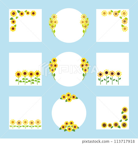 Sunflower frame illustration design set 113717918