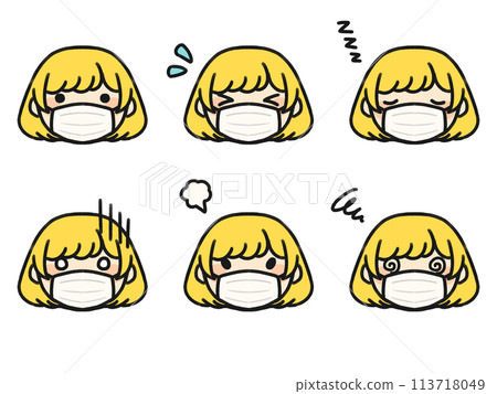 Bob wearing a mask and various facial expressions set 113718049