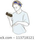 Man holding skin care products 113718121