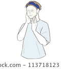 A man applying a sheet mask 113718123