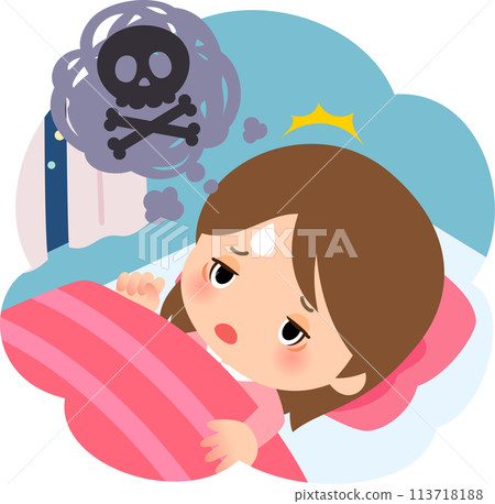 Woman wakes up from a nightmare Woman wakes up from a nightmare 113718188