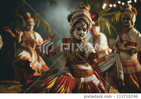Vishu holiday concept - traditional dance Kathakali  113718246