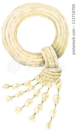 Thai garland colorful flower. Watercolor illustration. Thai garland colorful flower. Watercolor illustration. 113718708