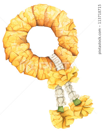 Thai garland colorful flower. Watercolor illustration. 113718715