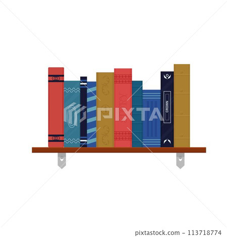 Bookshelf with different books isolated Bookshelf with different books isolated 113718774