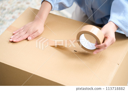 用膠帶封閉紙板箱 用膠帶封閉紙板箱 113718882