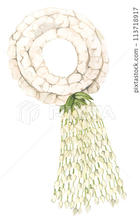 Thai garland colorful flower. Watercolor illustration. Thai garland colorful flower. Watercolor illustration. 113718917