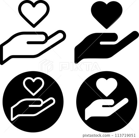 Hands holding a heart icon set 113719051