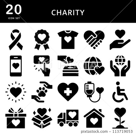 Charity environmental protection icon set 113719053