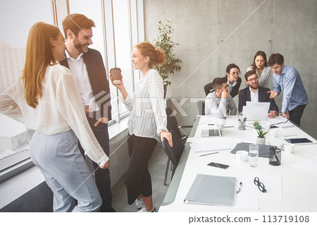 Team of professionals engaging in a meeting 113719108