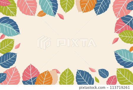 Flat Design of Summer Leaf Frame Background with Copy Space in the Middle 113719261