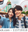 在遊樂園以摩天輪為背景來張自拍 113719318