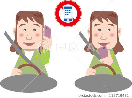 Road Safety <Smartphones, mobile phones, calls and app operation are prohibited while driving - Women> 113719481
