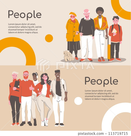 Hand drawn people banner 113719715