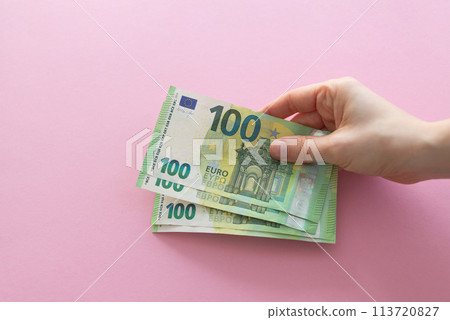 Female hands holding money cash 113720827